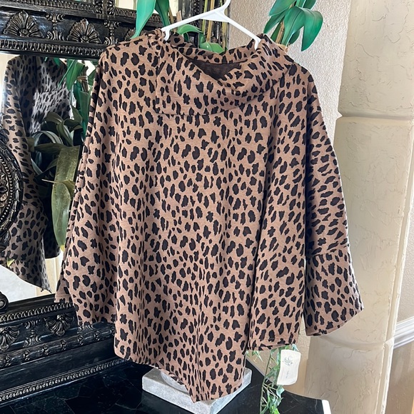 None Jackets & Blazers - NWT Leopard Pullover Cape Top Shirt